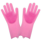 Gloves-Silicone Dish Washing Gloves, Silicon Cleaning Gloves, Silicon Hand Gloves for Kitchen Dishwashing and Pet Grooming, Heat Resistant Gloves (Multicolor, Set of 1)