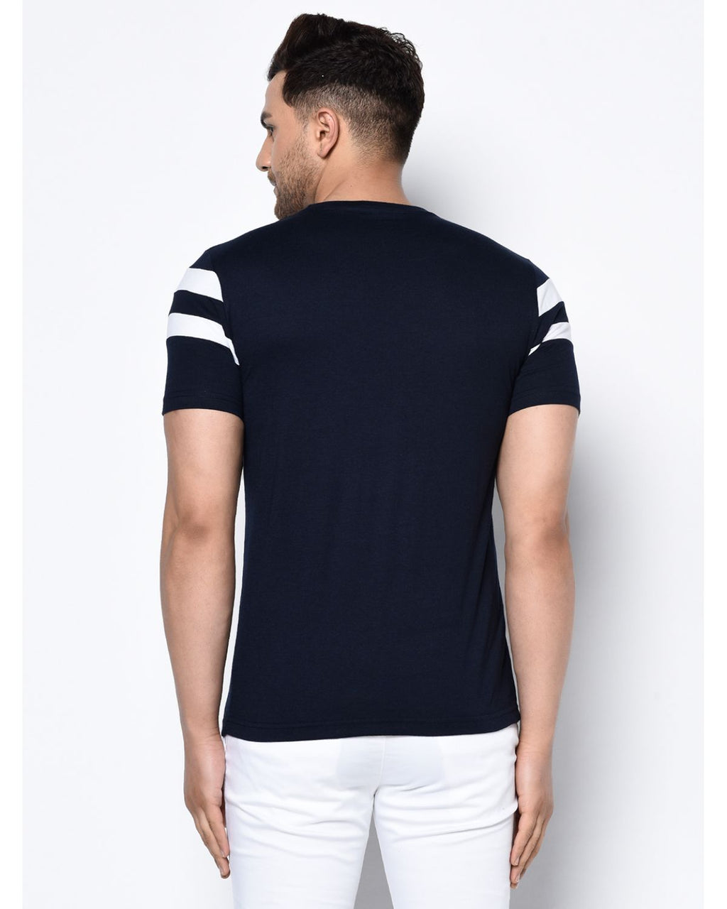 Striped Print Half Sleeves Round Neck T-shirts For Men's