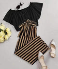 Women's Crepe Stripe Top & Bottom Sets