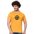 Cotton Blend Round Neck Printed T-Shirt for Men (Yellow, S)