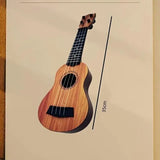 Mini Wooden Finish Plastic Guitar Music Instrument with 4 strings Clear sound